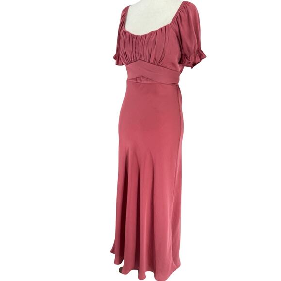 Y2K Babydoll Dress Size S Pink Croquette Preppy Romantic Scoop Neck Midi Soft - Picture 3 of 13